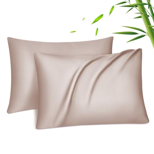 Fittia 2er-Set Lyocell Bambus Kissenbezug Bambusfaser Kopfkissenbezug Kissenhülle Seidig weichkühlend atmungsaktiv mit verdecktem Reißverschluss, Rosebeige, 40x80cm Fittia 2er-Set Lyocell Bambus Kissenbezug Bambusfaser Kopfkissenbezug Kissenhülle Seidig weichkühlend atmungsaktiv mit verdecktem Reißverschluss, Rosebeige, 40x80cm von Fittia