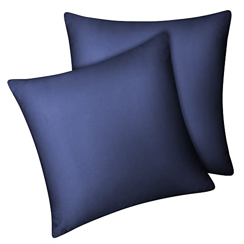 Fittia 2er-Set Lyocell Bambus Kissenbezug Bambusfaser Kopfkissenbezug Kissenhülle Seidig weichkühlend atmungsaktiv mit verdecktem Reißverschluss, Marineblau, 40x40cm von Fittia