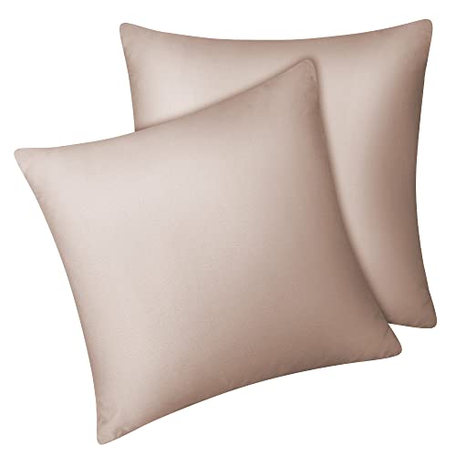 Fittia 2er-Set Lyocell Bambus Kissenbezug Bambusfaser Kopfkissenbezug Kissenhülle Seidig weichkühlend atmungsaktiv mit verdecktem Reißverschluss, Taupe, 65x65cm von Fittia