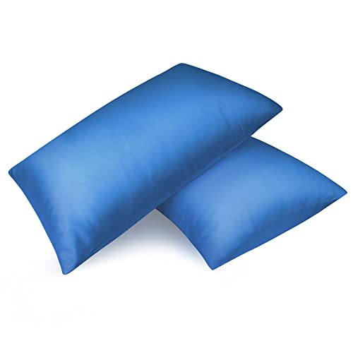 Fittia 2er-Set Satin Kissenbezug Premium Kopfkissenbezug Kissenhülle Haar- und Hautpflege Seidig mit Reißverschluss, Pfaublau, 40x80cm von Fittia