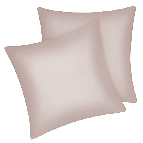 Fittia 2er-Set Satin Kissenbezug Premium Kopfkissenbezug Kissenhülle Haar- und Hautpflege Seidig mit Reißverschluss, Taupe, 80x80cm von Fittia