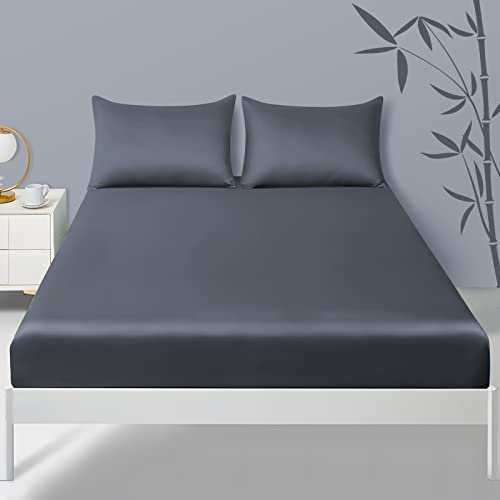 Fittia Lyocell Bambus Spannbetttuch Spannbettlaken Bettlaken Betttuch samtweich kühlend atmungsaktiv mit praktischem Rundumgummi, Grau, 160x200+30cm Fittia Lyocell Bambus Spannbetttuch Spannbettlaken Bettlaken Betttuch samtweich kühlend atmungsaktiv mit praktischem Rundumgummi, Grau, 160x200+30cm von Fittia