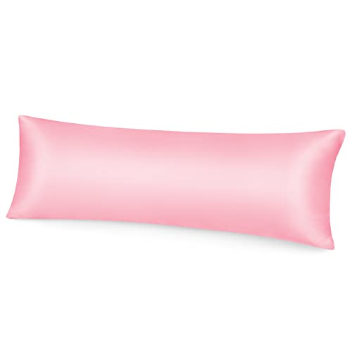 Fittia Satin Kissenbezug Premium Kopfkissenbezug Kissenhülle Haar- und Hautpflege Seidig mit Reißverschluss, 1 Stück, Rosa, 40x145cm von Fittia