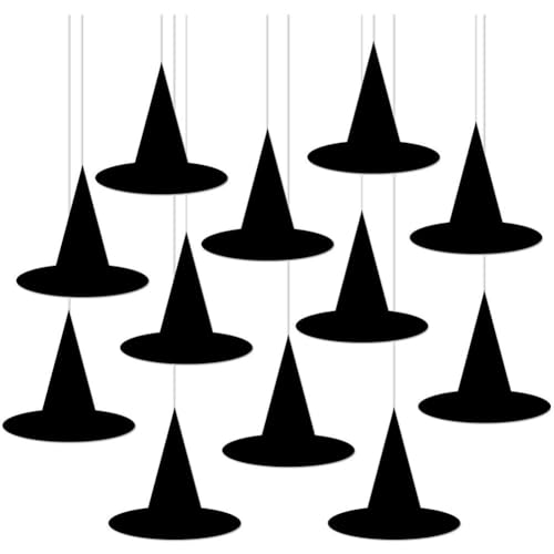 Fituenly 12 Stück Halloween-hexenhut Zum Aufhängen, Schwimmender Hexenhut Seil, Zubehör Für Halloween-partydekorationen Im Innen- Und Außenbereich von Fituenly