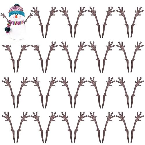Fituenly 20 Stück Mini Kunststoff Astgeweih Schneemann DIY Ornamente Weihnachtskopfschmuck Schneemann Dekoration Bastelzubehör von Fituenly
