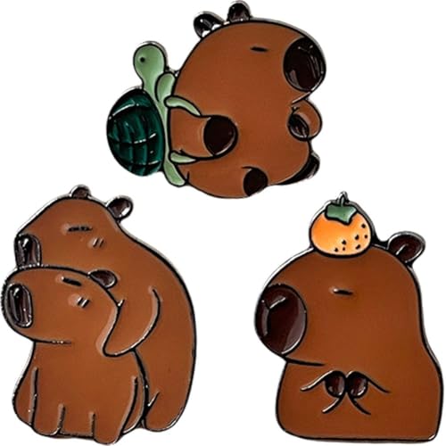 Fituenly 3 Teile/Satz Tier Capybara Brosche Pin Cartoon Legierung Abzeichen Tier Brosche Nette Schul Dekoration Rucksack Zubehör von Fituenly