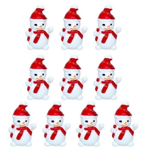 Fituenly Mini-schneemann-Figur, 10 Stück, Harz-schneemann-Ornament, Miniatur-Winter-schneemann, Feengarten-Ornament, Niedliche Cartoon-weihnachtsdekoration von Fituenly