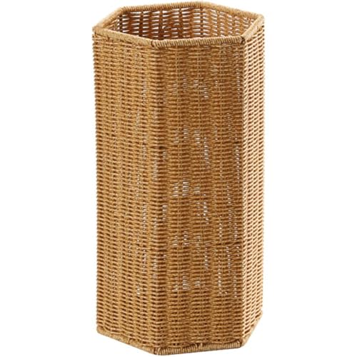 Fituenly Rattan-schirmständer, Sechseckiger Gewebter Schirmständer, Korbschirmständer Wasserschale, Aufbewahrungskorbhalter Für Eingangsbereich, Flur, Heimbüro von Fituenly