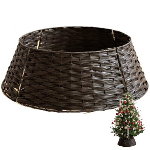 Fituenly Wicker Christmas Tree Rock 60 cm Festlichen Weihnachts -Stand -Cover Traditionelle Dekoration Rattankorb Cover Ordentliches Dekor Perfekt Für Den Innengebrauch von Fituenly
