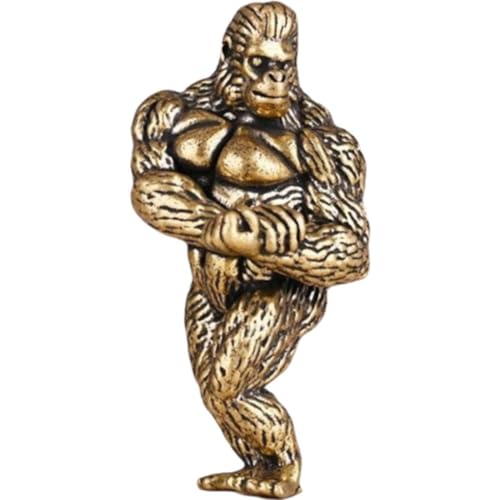Messing Muskel Gorilla Ornamente Muskel Gorilla Statue Tier Statue Gorilla Figuren Retro Desktop Modell Messing Figur Wohnkultur von Fituenly