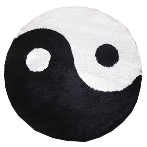 Teppiche Yin und Yang Runde Teppiche Wohnzimmer Teppich Flauschig Waschbar Tai Buddhistischer Innenbodenbereichsteppich für Spielzimmer Schlafzimmer von Fituenly