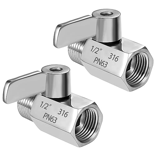 Fitvell Duschkopf Absperrventil 316 Edelstahl Mini Kugelhahn 1/2 Zoll NPT Außengewinde Wasserdurchflussregelventil 2 Stück von Fitvell