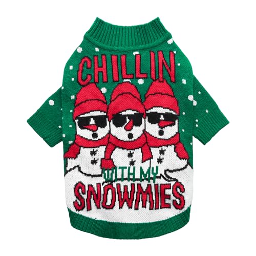 Fitwarm Chillin with My Snowmies Hund Hässliche Weihnachtspullover Winter Hundekleidung für Kleine Hunde Mädchen Junge Haustier Urlaub Sweatshirt Katze Xmas Outfit Grün Rot Weiß Small Fitwarm Chillin with My Snowmies Hund Hässliche Weihnachtspullover Winter Hundekleidung für Kleine Hunde Mädchen Junge Haustier Urlaub Sweatshirt Katze Xmas Outfit Grün Rot Weiß Small von Fitwarm