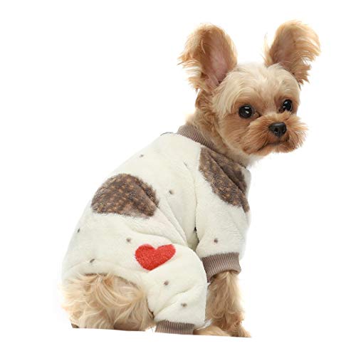 Fitwarm Igel-Thermo-Haustier-Winterkleidung für Hunde und Katzen, Einteiler, dicker Samt, cremefarben, weiß, XS von Fitwarm