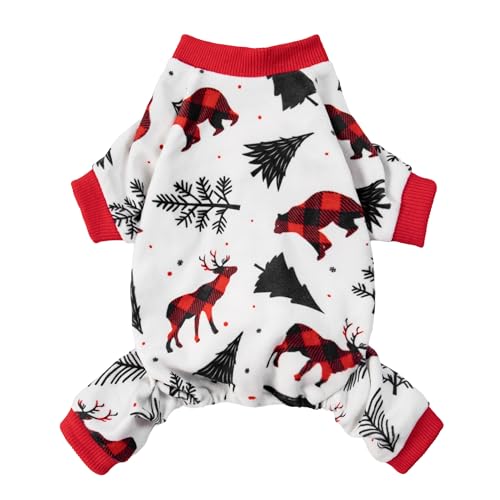 Fitwarm Weihnachtspyjama mit Rentier-Motiv, Winterkleidung für kleine Hunde, Jungen, Mädchen, Fleece-Einteiler mit Füßen, Urlaubs-Haustier-Outfit, Schwarz, Weiß, Rot, Größe XXL Fitwarm Weihnachtspyjama mit Rentier-Motiv, Winterkleidung für kleine Hunde, Jungen, Mädchen, Fleece-Einteiler mit Füßen, Urlaubs-Haustier-Outfit, Schwarz, Weiß, Rot, Größe XXL von Fitwarm