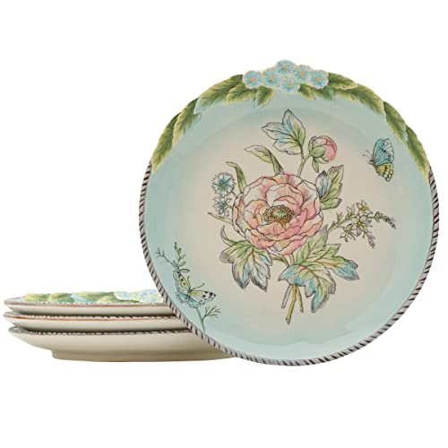 Fitz & Floyd Fitz and Floyd English Garden Bloom Accent Teller, 4er-Set, 22,9 cm, Blau von Fitz and Floyd