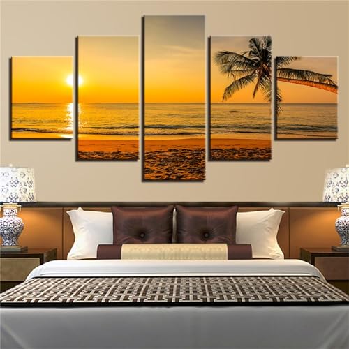 Diamond Painting 5 teilig Kombination Full Zubehör Kit, 5D Diamond Painting Set DIY Handwerk Stickerei Diamond Painting Bilder Erwachsene für Haus Wand Dekoration Sonnenuntergang am Strand F-Size von Fiububu