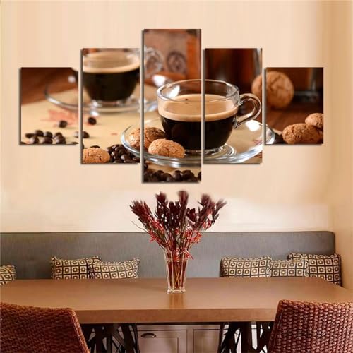 Diamond Painting 5 teilig Kombination Full Zubehör Kit, 5D Diamond Painting Set DIY Handwerk Strass Stickerei Diamond Painting Bilder Erwachsene für Haus Wand Dekoration Black coffee biscuits C-Size von Fiububu