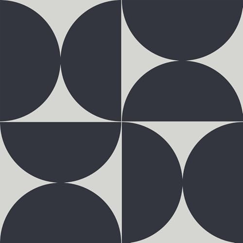 Fiula 44CMx10M Selbstklebede Tapete Geometrische Mustertapete Klebefolie Möbel Dunkelblau und Grau Möbelfolie Halbrund Wasserdicht Vintage Wallpaper Wohnzimmer Schlafzimmer von Fiula