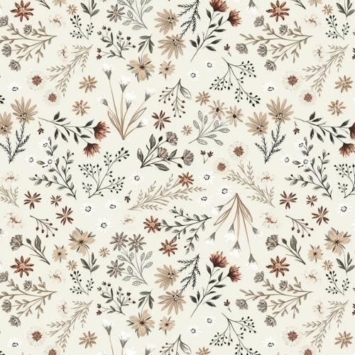 Fiula Selbstklebende Tapete Blumen Klebefolie Möbel Hellbraun Wandpapier 41CMx20M Dekorfolie Möbelfolie Vintage Blatt Mustertapete Wandtapete Wohnzimmer Schlafzimmer Wasserdicht Wallpaper Küche von Fiula