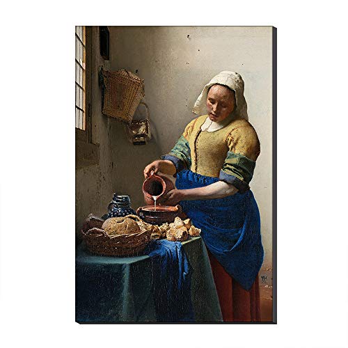 Five-Seller Die Milchmagd Von Jan Vermeer Leinwand Berühmte Gemälde Kunstreproduktion Auf Leinwand Gedruckt Wandkunst Kunstwerk Für Hauptdekorationen (40 x 60 cm) von Annick Goutal