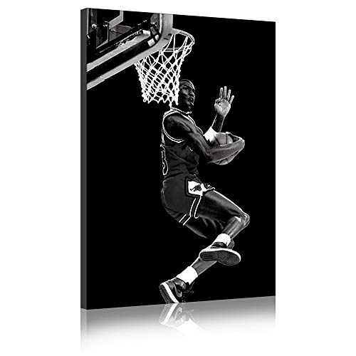 Annick Goutal Wandbilder Michael Jordan Logo Aktion Basketball Star Fotodruck Leinwandbild, ON Eingerahmt (90 x 140 cm) von Annick Goutal