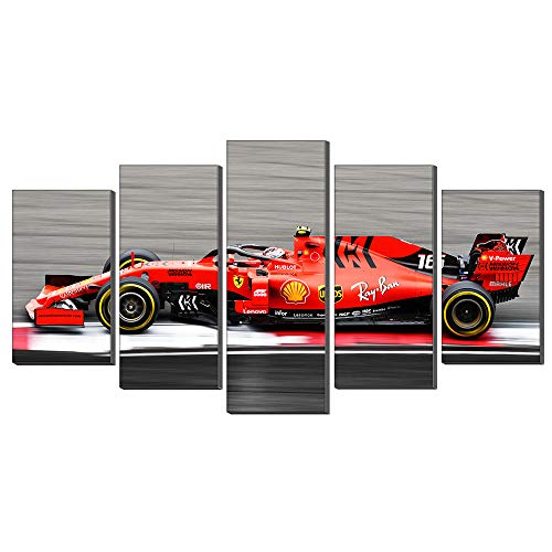 Annick Goutal Leinwand Gemälde F1 Rennwagen Von Ferrari Wandkunst Bild Druck Auf Leinwand Kunstwerk Für Hauptdekoration Wohnzimmer, 5 Panel (Kein Rahmen,50 x 100 cm) von Annick Goutal