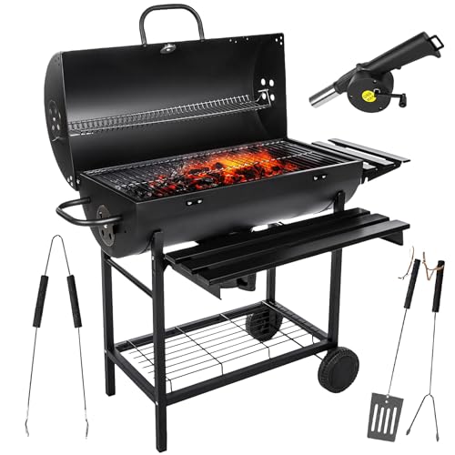 Five-Star Grill&Chill Holzkohlegrill mit Deckel – Großer Grillwagen mit Chromrost 71×35 cm & Thermometer – Für Garten & Terrasse – Aschekasten, Lüftungsöffnungen, 2 Räder von Five-Star Grill&Chill