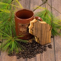 Sofortige Shipping-Wisconsin State Coasters - Massivholz | Maple, Walnut, Cherry Untersetzer in Form Von Wisc. | Satz 4 von FiveChosenStones