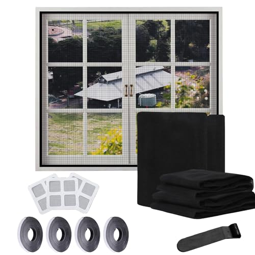 4 Stück Fliegengitter Fenster Zuschneidbar | Selbstklebend Insektenschutz Fenster & Presswerkzeug | 130x150cm Hohe Dichte + Reparaturset | Effektiver Mückenschutz (schwarz) von FiveMileBro