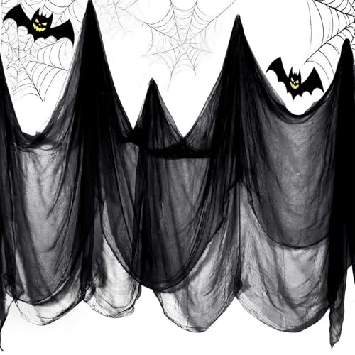 FiveMileBro 215 x 500 cm Gruseliges Käsetuch - Halloween Gruseliges Tuch Dekorationen für Spukhäuser, Gruseliges Tuch als Türen Vorhang Innen Außen (schwarz) von FiveMileBro