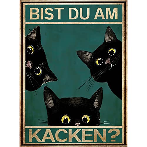 FiveMileBro Bist du am Katchen Katze Bild Poste, Lustiger Spruch poster Toilette Deko, Bathroom Toilet WC Decoration (schwarze Katze, 20cmx30cm) von FiveMileBro
