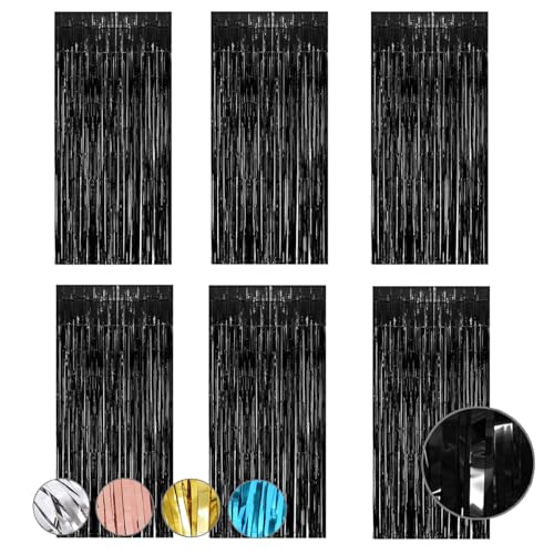 Lametta Vorhänge, 6 Stück Metallische Glitzervorhang Fringe 1m x 2m, Aluminiumfolie Quasten, Geburtstag, Hochzeit Party Dekoration, Geeignet für Weihnachtsbaum, Bühne, Halloween Dekoration (Schwarz) Lametta Vorhänge, 6 Stück Metallische Glitzervorhang Fringe 1m x 2m, Aluminiumfolie Quasten, Geburtstag, Hochzeit Party Dekoration, Geeignet für Weihnachtsbaum, Bühne, Halloween Dekoration (Schwarz) von FiveMileBro