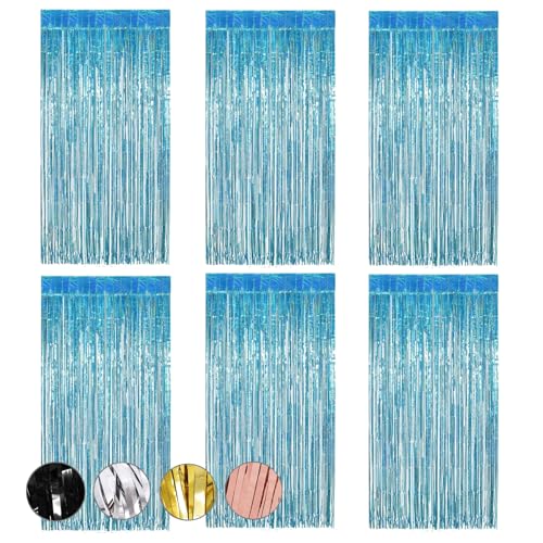 Lametta Vorhänge, 6 Stück Metallische Glitzervorhang Fringe 1m x 2m, Aluminiumfolie Quasten, Geburtstag, Hochzeit Party Dekoration, Geeignet für Weihnachtsbaum, Bühne, Halloween Dekoration (Hellblau) Lametta Vorhänge, 6 Stück Metallische Glitzervorhang Fringe 1m x 2m, Aluminiumfolie Quasten, Geburtstag, Hochzeit Party Dekoration, Geeignet für Weihnachtsbaum, Bühne, Halloween Dekoration (Hellblau) von FiveMileBro