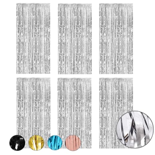 Lametta Vorhänge, 6 Stück Metallische Glitzervorhang Fringe 1m x 2m, Aluminiumfolie Quasten, Geburtstag, Hochzeit Party Dekoration, Geeignet für Weihnachtsbaum, Bühne, Halloween Dekoration (Silber) Lametta Vorhänge, 6 Stück Metallische Glitzervorhang Fringe 1m x 2m, Aluminiumfolie Quasten, Geburtstag, Hochzeit Party Dekoration, Geeignet für Weihnachtsbaum, Bühne, Halloween Dekoration (Silber) von FiveMileBro