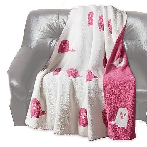 Fivetoo Halloween Ghost Blanket | 2023 Halloween Thema Kuscheldecke | Süße Geister doppelseitige Decke Flauschige Flanelldecke | Plüsch warme Decken für Bett, Couch, Wohnzimmer, Sofa, Stuhl von Fivetoo