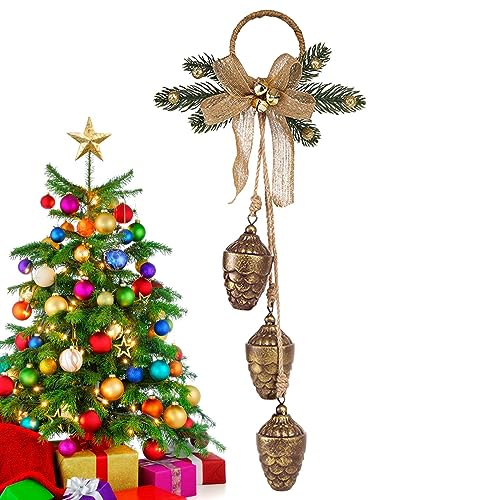 Fivetoo Weihnachtsglocken für die Tür, Kleine Metall-Glöckchen rustikal für Weihnachten, Hängende dekorative Vintage-Glocken als Ornamente für Tür, Weihnachtsbaum, Wand, Fenster, Kamin von Fivetoo