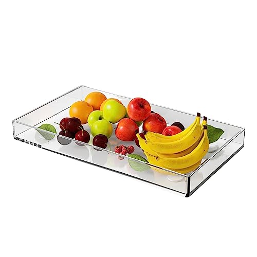 Rechteckiges Tablett aus Acryl | Transparenter Servier-Organizer - Tragbare Couchtisch-Satztabletts, dekorativer Tablett-Organizer aus Acryl für Schminktisch, Tee, Essen, Snacks Fivetoo von Fivetoo