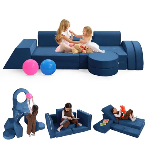 Fivetry Modulares Kindersofa, Spielcouch, 12-teiliges Kinder-Couch-Sofa für Spielzimmer, Fortbildung, 3S sofortiger Rückprall und vollständige Erweiterung, vielseitige Kinderspielcouch für Kleinkinder von Fivetry