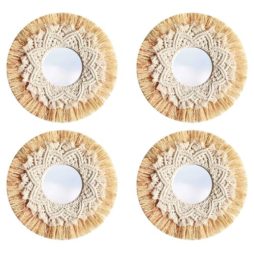 Fivetwofive 4X Nordisches Stroh Gewebt Hotel ÜBernachtung mit Frühstück Wand Boho Handgewebter Wand Dekoration Makramee Dekorativer von Fivetwofive