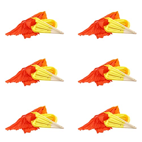Fivetwofive 6X Schöne Seide DREI Farb Verlauf Flame Tanz Fächer Hand Falten Bambus Fächer Dekoration Fan für Damen Damen zu Hause von Fivetwofive
