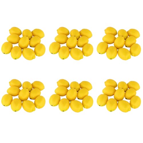 Fivetwofive Gefälschte Frucht Haus Küche Dekoration Künstliche Lebensechte Simulation Gelbe Zitrone 60 Stücke Set von Fivetwofive