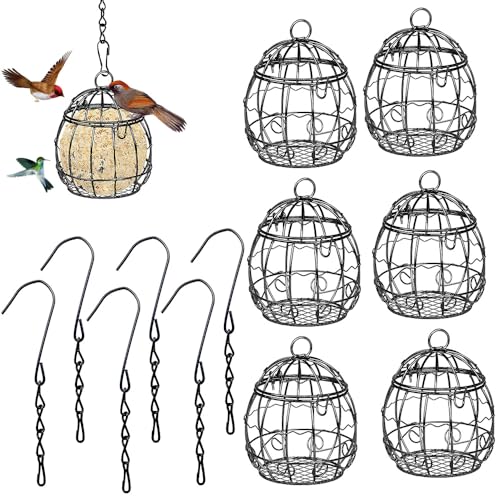 Fivtsme 6 Stück Futterspender Vögel, Metall Vogelfutterspender, Futterspender für Wildvögel, Aufhängen Vogelfutterstation, Wildvogel-Futterspender, Meisenknödelhalter zum Aufhängen, Durchmesser 7cm von Fivtsme