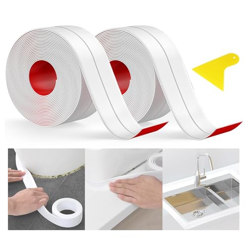 Dichtungsband Selbstklebend Wasserdicht, 3.2mx38mm Fugendichtungsband, Abdichtband Selbstklebend Wasserfest, Fugendichtungsband Anti-schimmel für Küche,badezimmer, Toilette, Wandecke, 2 Rollen Dichtungsband Selbstklebend Wasserdicht, 3.2mx38mm Fugendichtungsband, Abdichtband Selbstklebend Wasserfest, Fugendichtungsband Anti-schimmel für Küche,badezimmer, Toilette, Wandecke, 2 Rollen von Fiwooze