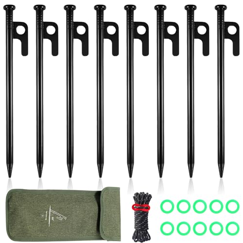 Zelt Heringe Stahl Erdnägel, 20cm Zeltheringe Sturmsicher Set, 8 Pack Heringe Erdnägel Stabil für Camping& Outdoor-Aktivitäten, Inklusive Leuchtender Sicherheitsring & Praktischer Aufbewahrungstasche Zelt Heringe Stahl Erdnägel, 20cm Zeltheringe Sturmsicher Set, 8 Pack Heringe Erdnägel Stabil für Camping& Outdoor-Aktivitäten, Inklusive Leuchtender Sicherheitsring & Praktischer Aufbewahrungstasche von Fiwooze