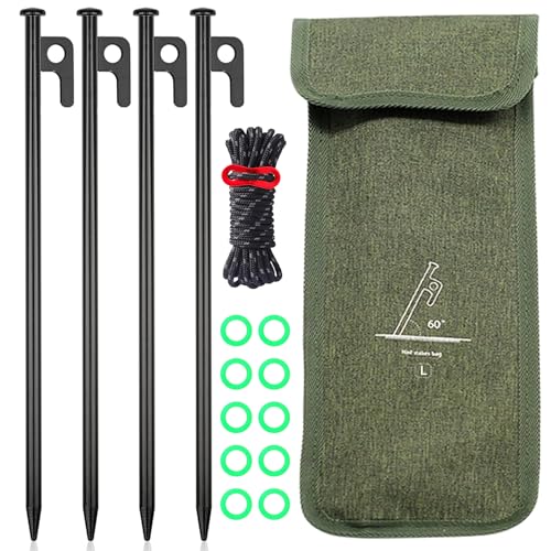 Zelt Heringe Stahl Erdnägel, 30cm Zeltheringe Sturmsicher Set, 4 Pack Heringe Erdnägel Stabil für Camping& Outdoor-Aktivitäten, Inklusive Leuchtender Sicherheitsring & Praktischer Aufbewahrungstasche Zelt Heringe Stahl Erdnägel, 30cm Zeltheringe Sturmsicher Set, 4 Pack Heringe Erdnägel Stabil für Camping& Outdoor-Aktivitäten, Inklusive Leuchtender Sicherheitsring & Praktischer Aufbewahrungstasche von Fiwooze