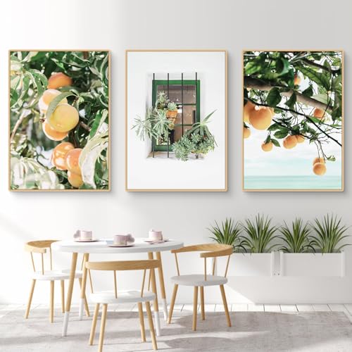 Fiwzzdur 3er Poster Set, Bilder Sommer Strand Palmen Kokosnuss Poster & Kunstdrucke, Moderne Grün Aesthetic Wandbilder ohne Rahmen, Wanddeko Wohnzimmer & Schlafzimmer (40x50cm,ABC) von Fiwzzdur