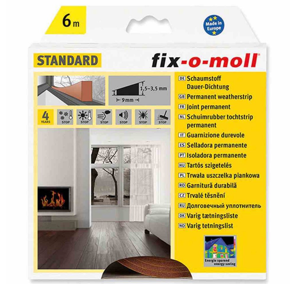 Fix-O-Moll Dichtungsband Dauerdichtung, 6 m, 4 x 9 mm, braun, (1-St) von Fix-O-Moll