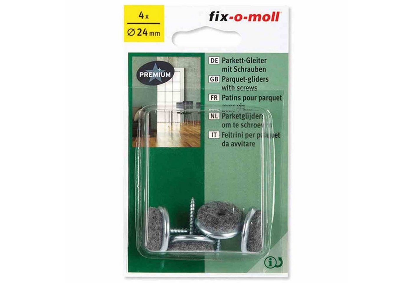 Fix-O-Moll Filzgleiter Parkettgleiter mit Schraube 24 mm 4 Stück von Fix-O-Moll