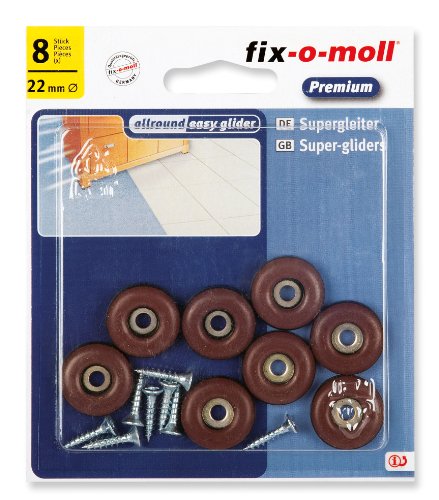 fix-o-moll Universal PTFE Gleiter mit Schraube 22 mm 8 Stück braun, 3566444 von Fix-O-Moll